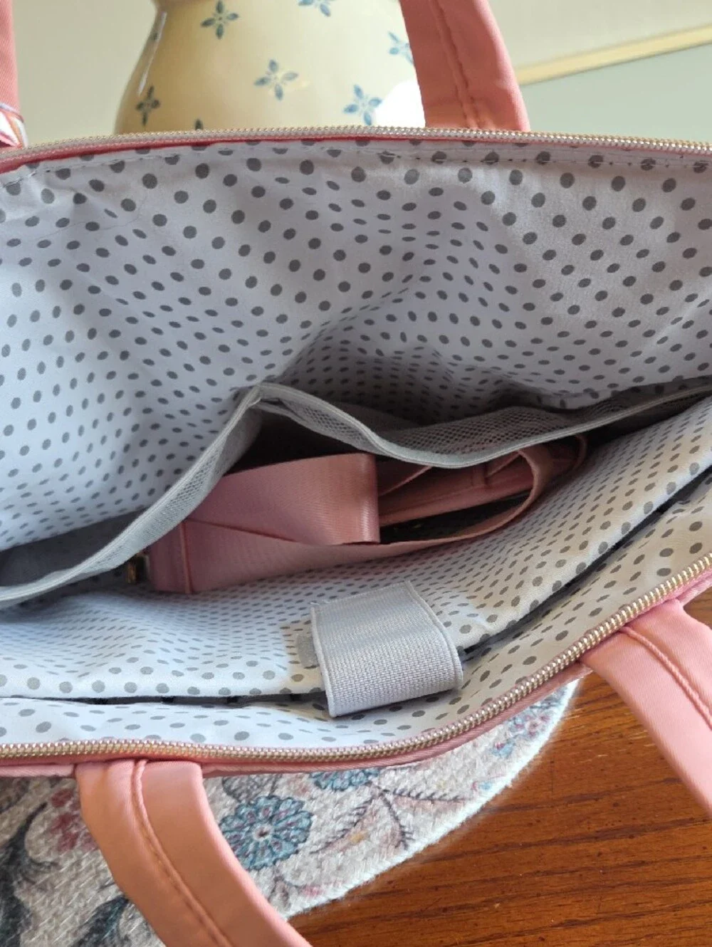 Pink Two-Tone Laptop Tote with Scarf Accent